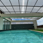 Lotus Multiwall Clear Sheets for pool covers, highlighting their safety, durability, and clarity, ensuring protection and enhanced aesthetics for pool areas.