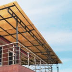 Lotus Polycarbonate roofing sheet installed on a modern patio in South India with clear sky background