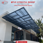 A residential balcony roof made with Lotus Polycarbonate Sheets providing shade and modern aesthetics.