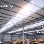 Lotus Polycarbonate skylight installed on a building roof in Chennai allowing natural daylight with reduced heat and glare.