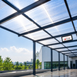 Lotus Roofings UV polycarbonate sheets installed on industrial building in Chennai with natural daylight.